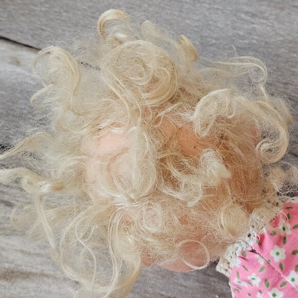 Vintage 1975 Mattel Baby Beans Blond Doll Girl Pink Dress Missing Kitty 11" 70s - Picture 11 of 12